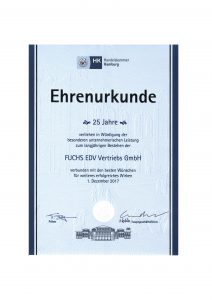 FUCHS EDV ist 25 Jahre Mitglied der IHK Hamburg 1